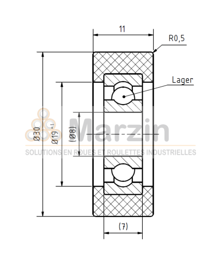 GALET PEVOLON® 130 PA/030/011/5/8-2RS