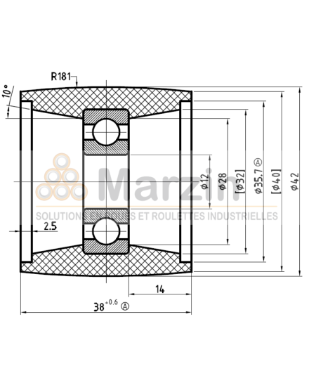 GALET PEVOTHAN®  130 PU/042/038/5/12