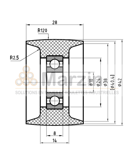 GALET PEVOTHAN®  130 PU/042/028/5/10