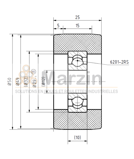 GALET PEVOTHAN® 130 PU/050/025/5/12