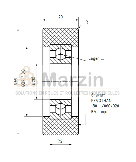 GALET PEVOTHAN® 130 PU/060/020/5/20