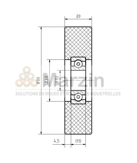 GALET PEVOTHAN®  130 PU/080/020/5/15
