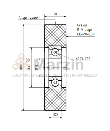 GALET PEVOTHAN®  130 PU/080/020/5/17