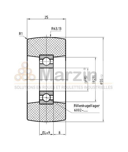 GALET PEVOTHAN®  130 PU/055/025/5/15