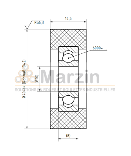 GALET PEVOTHAN®  130 PU/040/014.5/5R/10
