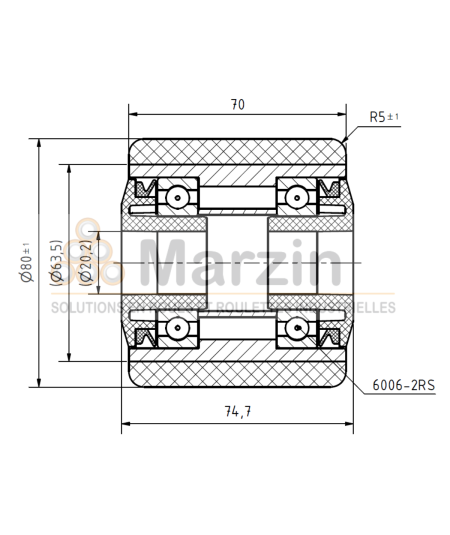 GALET PEVOPUR®  80/070/074.7/20 AR EP