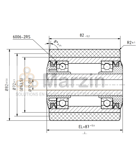 GALET VULKOLLAN®  82/082/087,4/12 AR EP