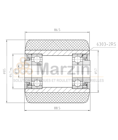 GALET VULKOLLAN®  85/86.5/88.5/17 AR EP