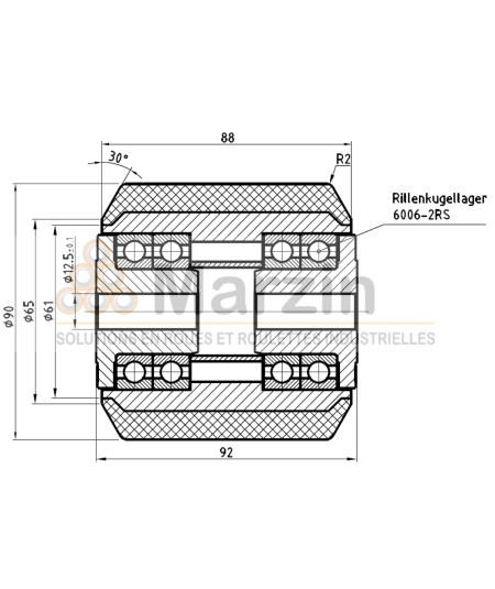 GALET VULKOLLAN®  90/088/092/12.5 AR BA 95 SH