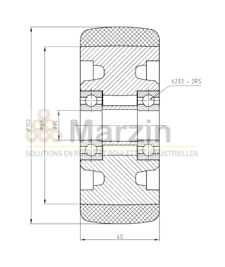 ROUE PEVOPUR®  100/040/040/15 AR FONTE