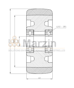 ROUE PEVOPUR®  100/040/040/15 AR FONTE