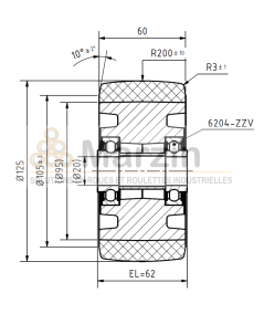 ROUE PEVOPUR®  125/060/062/20 AR B