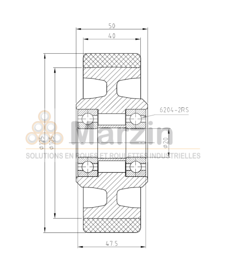 ROUE PEVOPUR®  125/040/048/20 AR