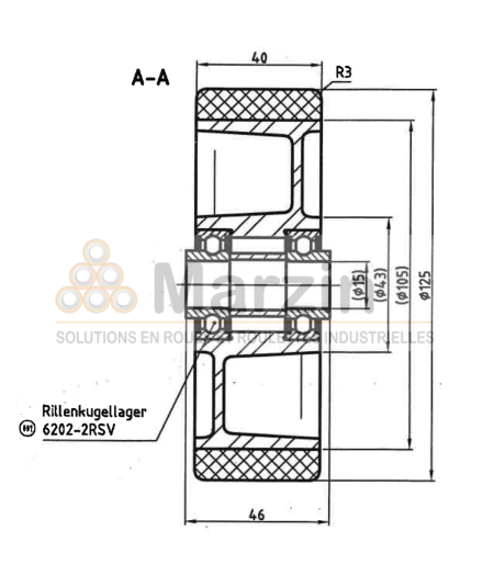 ROUE PEVOPUR®  125/040/046/15 AR ZV