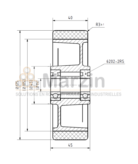 ROUE PEVOPUR®  125/040/045/15 AR ALU