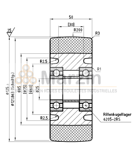 ROUE PEVOPUR®  125/050/050/25 AR B