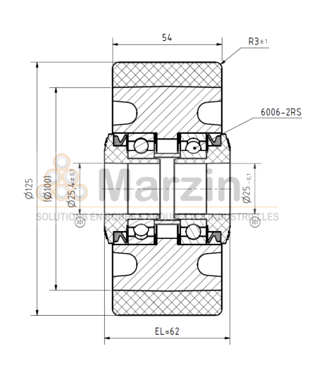 ROUE PEVOPUR®  125/054/062/25 AR EP