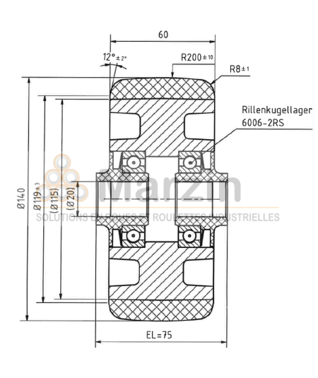 ROUE PEVOPUR®  140/060/075/20 B AR EP