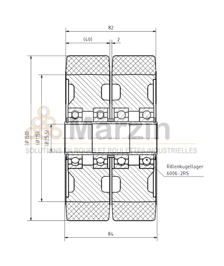 ROUE PEVOPUR®  150/082/5/25.5 (jumelée)