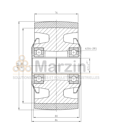 ROUE PEVOPUR®  153/076/086/25,6 B AR+PF