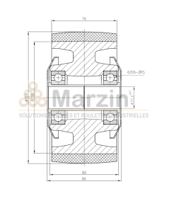 ROUE PEVOPUR®  153/076/086/25,6 B AR+PF