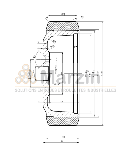 ROUE PEVOPUR®  220/070/183/30-4T