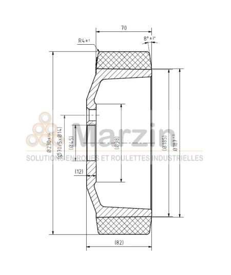 ROUE PEVOPUR®  230/070/185/45H8-5T