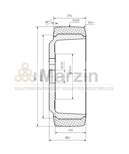ROUE PEVOPUR®  230/075/185/30-5T B
