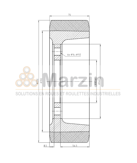 ROUE PEVOPUR®  230/075/190/80-6T