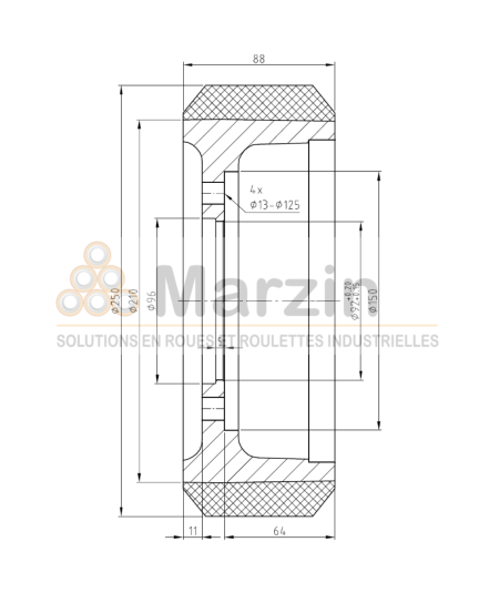 ROUE PEVOPUR®  250/088/210/92-4T