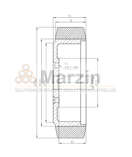 ROUE PEVOPUR®  254/070/203/30-6T