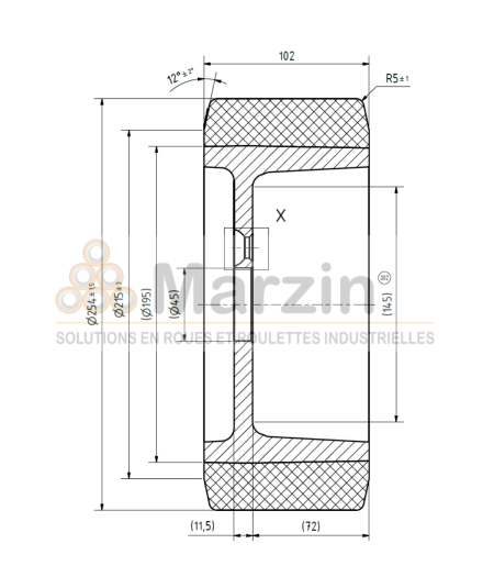 ROUE PEVOPUR®  254/102/195/45-5T