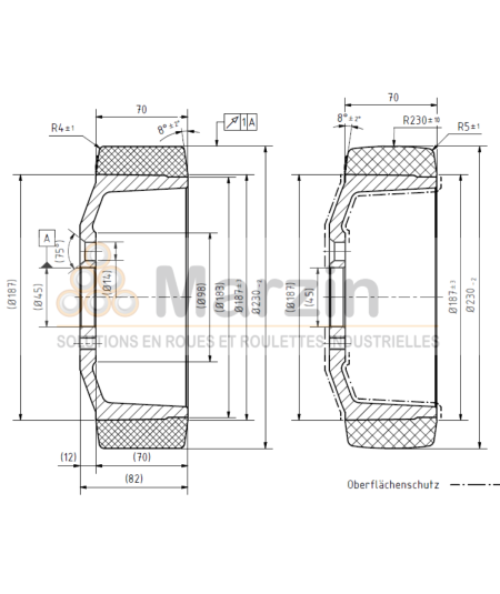 ROUE PEVODYN®-SOFT 230/070/185/45-5T 78 SH