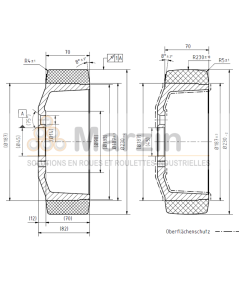 ROUE PEVODYN®-SOFT 230/070/185/45-5T 78 SH