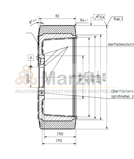 ROUE PEVODYN®-SOFT 230/077/082/185/45-5T 78 SH