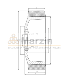 ROUE VULKOLLAN®/QUARTZ  230/070/185/45-5T
