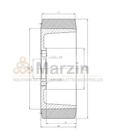 ROUE VULKOLLAN®/QUARTZ  230/077/082/185/45-5T
