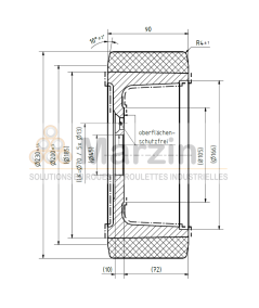 ROUE VULKOLLAN®/QUARTZ  230/090/185/45-5T