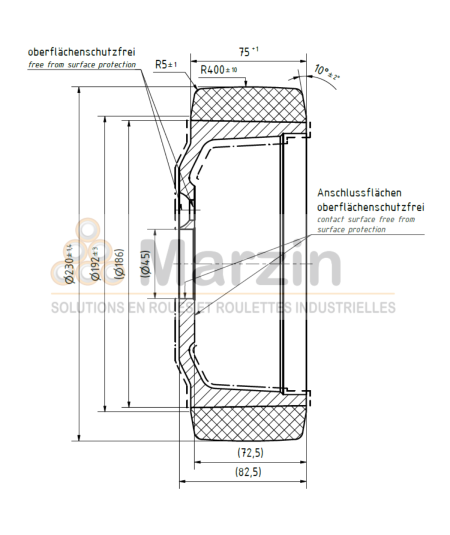 ROUE TRACTOPUR®  230/075/182/45-5T B 80 SH