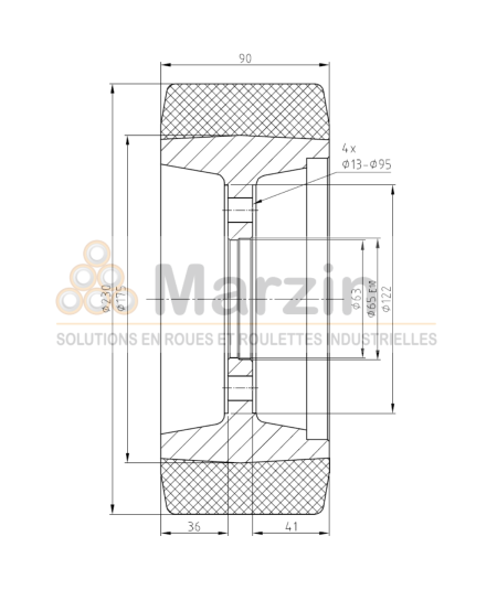 ROUE TRACTOPUR®  230/090/175/65-4T 80 SH
