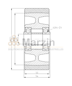 ROUE VULKOLLAN®  125/050/105/20 AR ZV