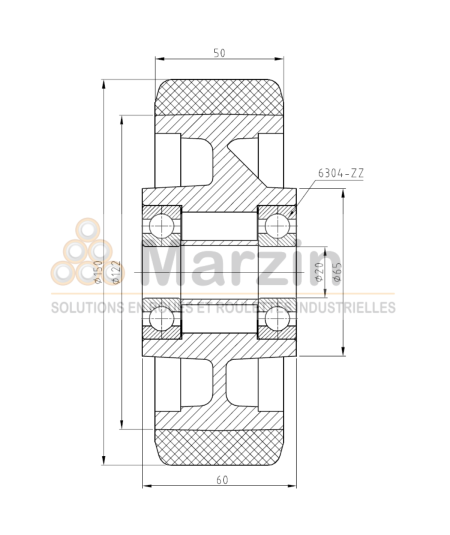 ROUE VULKOLLAN®  150/050/060/20 AR  