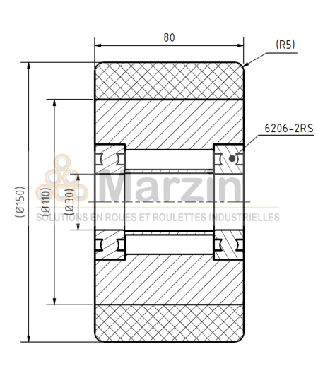 ROUE VULKOLLAN®  150/080/080/30 AR