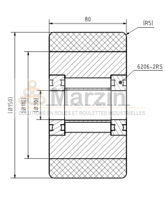 ROUE VULKOLLAN®  150/080/080/30 AR
