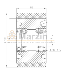 ROUE VULKOLLAN®  200/110/45 AR