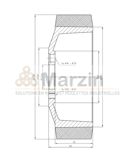 ROUE VULKOLLAN®  230/070/185/45-5T