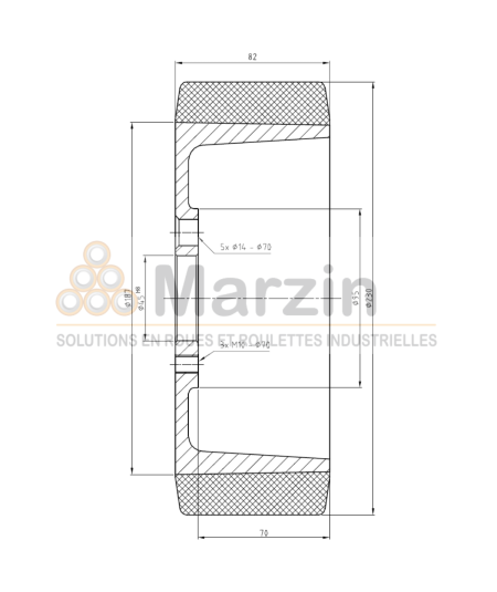 ROUE VULKOLLAN®  230/77/82/180/45-5T
