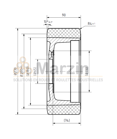 ROUE VULKOLLAN®  230/090/180/65-5T
