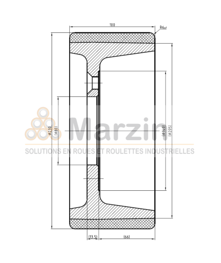 ROUE VULKOLLAN®  230/100/205/80-5T