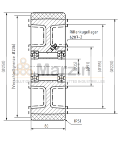 ROUE VULKOLLAN® 250/080/5/35